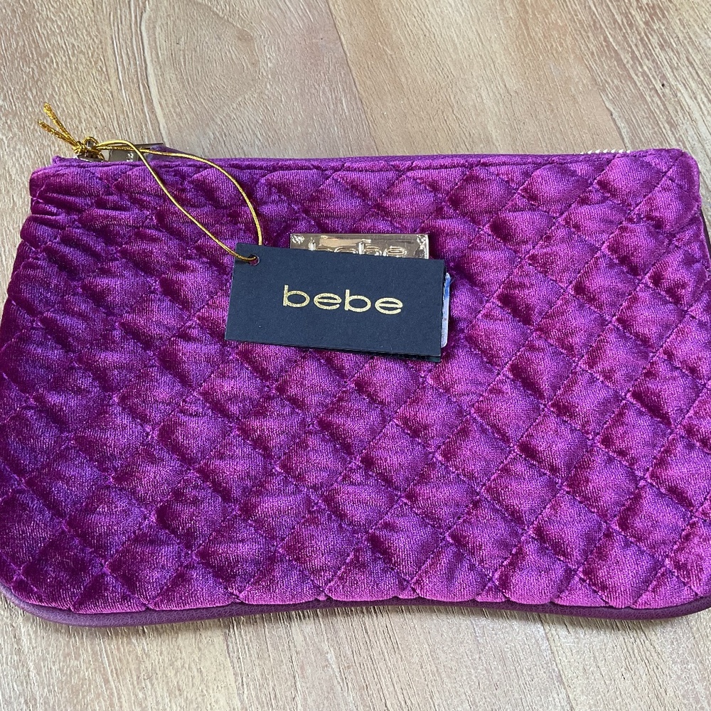 Bebe NWT Magenta Velvet Wristlet